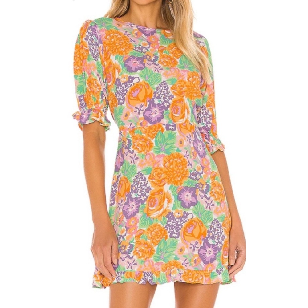 WB2 Faithfull The Brand DressFlorence Ade Floral Elastic Cuff Mini Dress Multi 4